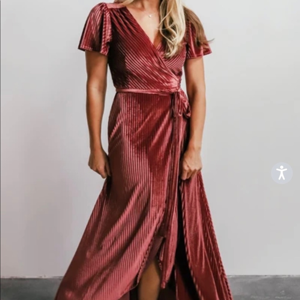 Baltic Born Andi Ribbed Velvet Wrap Dress Rose XXL